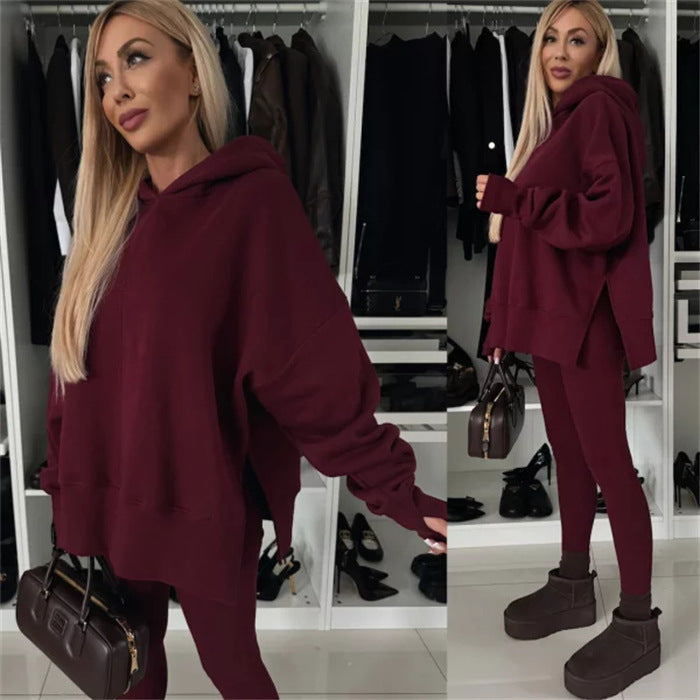 Damen modischer Kapuzenpullover mit Leopardenmuster und oversized Schnitt Heidi-Mode