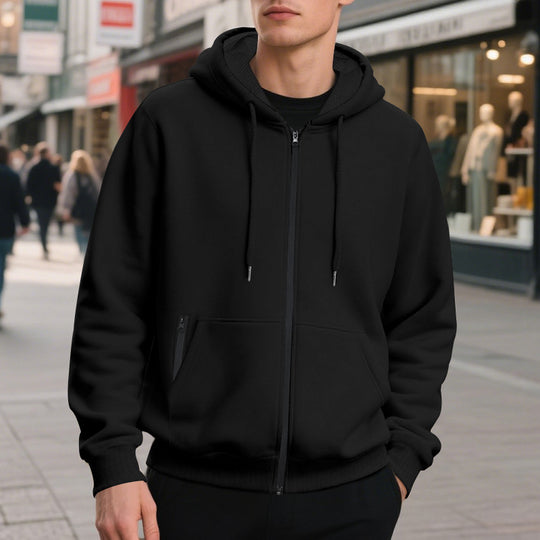 Herren Kapuzenjacke mit leichtem Reißverschluss und praktischen Taschen Heidi-Mode