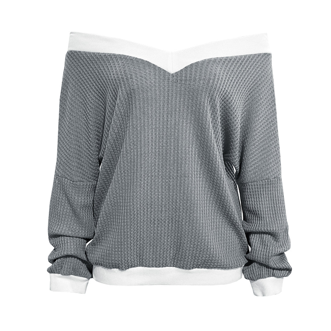 Damen Off-Shoulder Pullover im modernen Waffelstrick Heidi-Mode