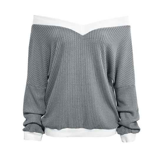 Damen Off-Shoulder Pullover im modernen Waffelstrick Heidi-Mode