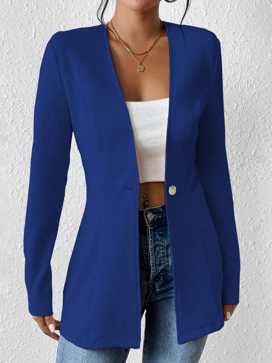 Damen elegante Blazerjacke mit asymmetrischem Schnitt Heidi-Mode