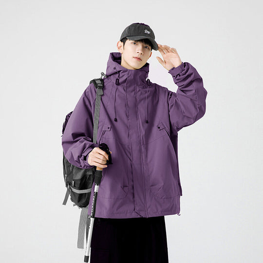 Herren Windbreaker-Jacke mit verstellbarem Kapuzenkragen und praktischen Taschen Heidi-Mode