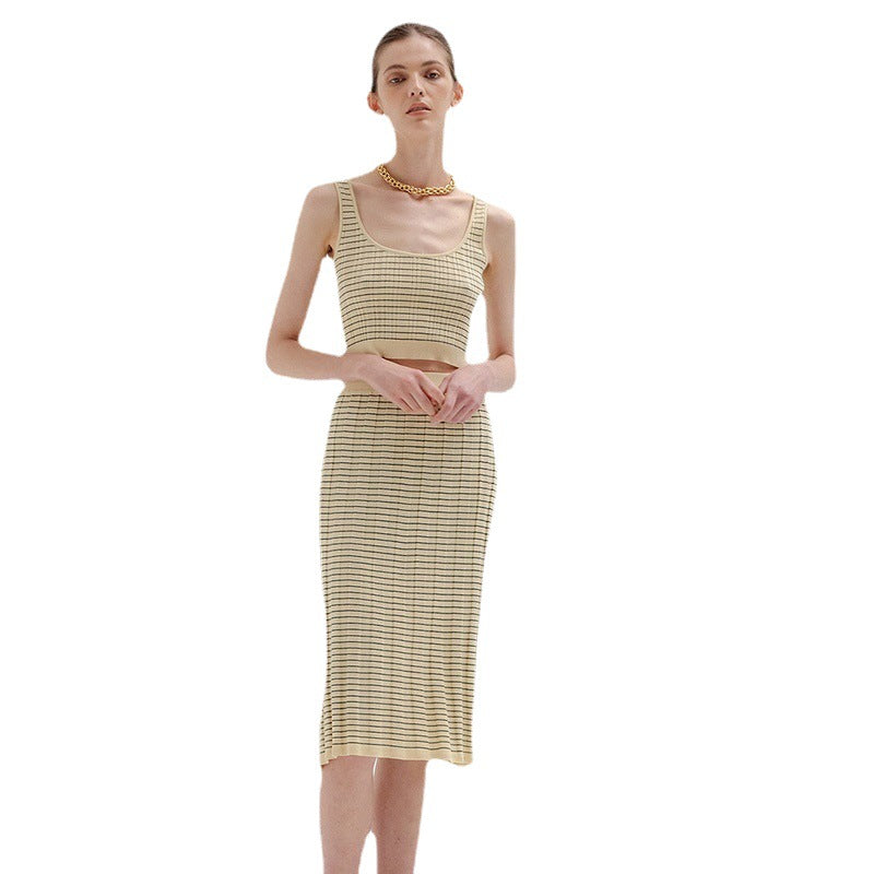 Damen elegantes Strickensemble mit Knopfleiste und hohem Kragen Heidi-Mode