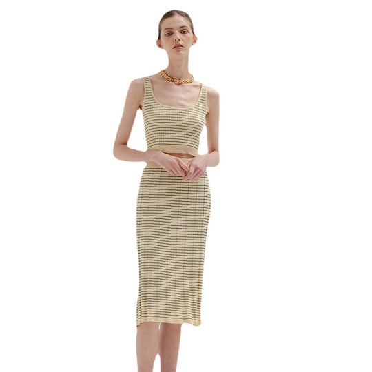 Damen elegantes Strickensemble mit Knopfleiste und hohem Kragen Heidi-Mode