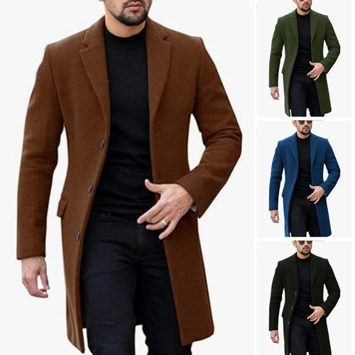 Herren eleganter Wollmantel mit modernem Schnitt und praktischen Taschen Heidi-Mode