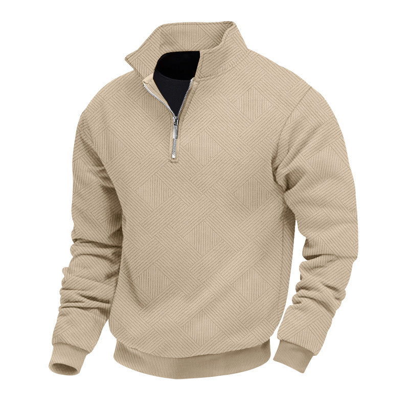 Herren hochwertiger Strickpullover mit Stehkragen und modischem Reißverschluss Heidi-Mode