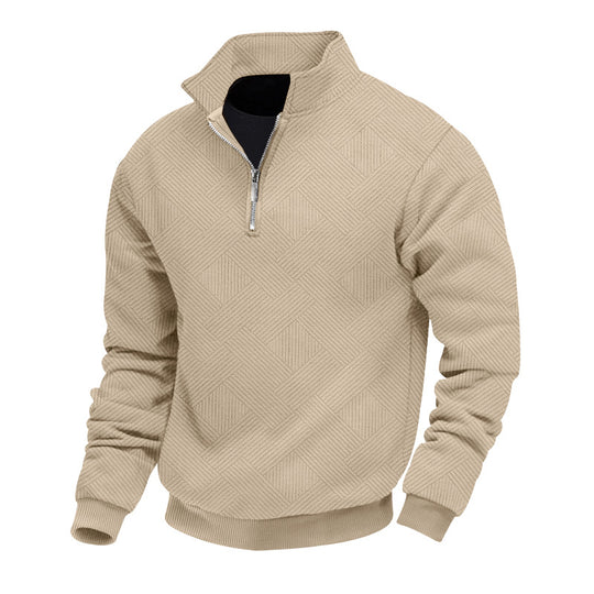 Herren hochwertiger Strickpullover mit Stehkragen und modischem Reißverschluss Heidi-Mode
