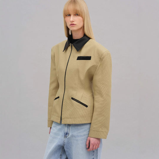 Damen modische Kurzjacke mit kontrastierendem Kragen Heidi-Mode