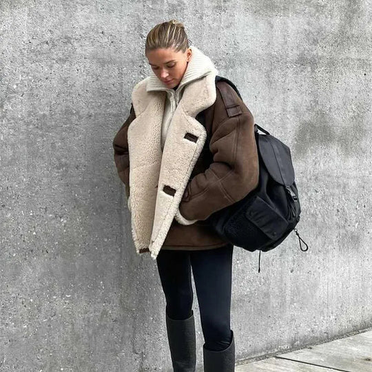 Damen Warme Lammfelljacke mit bequemem Schnitt Heidi-Mode