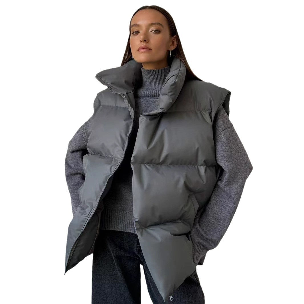 Damen Steppweste mit hohem Kragen und Taschen Heidi-Mode