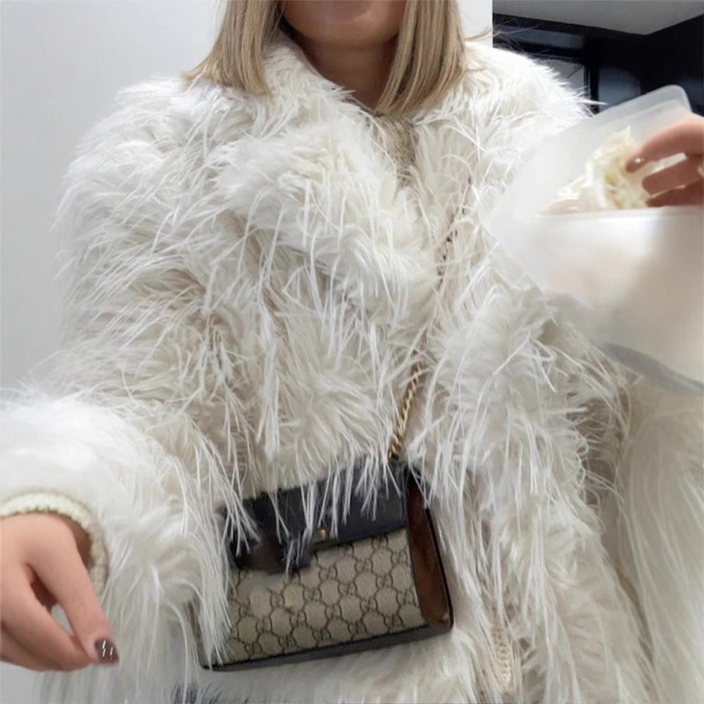 Damen Kunstfelljacke im extravagant gefransten Design Heidi-Mode
