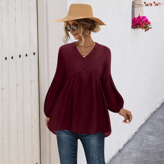 Damen Blusenshirt mit Knopfdetails und lockerer Passform Heidi-Mode