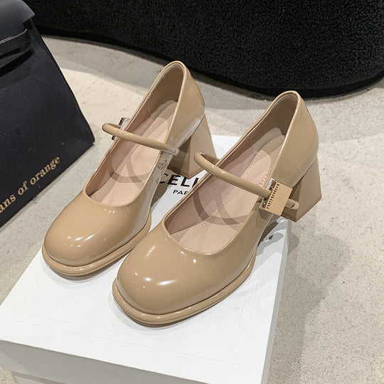 Damen Elegante Mary Jane Pumps mit Blockabsatz und modischem Riemen Heidi-Mode