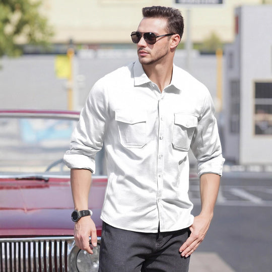 Herren Lässiges Langarmhemd mit praktischen Brusttaschen und modernem Schnitt Heidi-Mode
