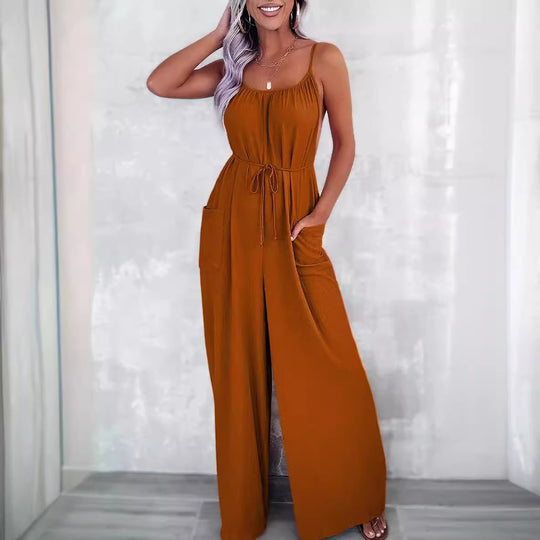 Damen Jumpsuit mit Schlaufen-Details und Taschen Heidi-Mode