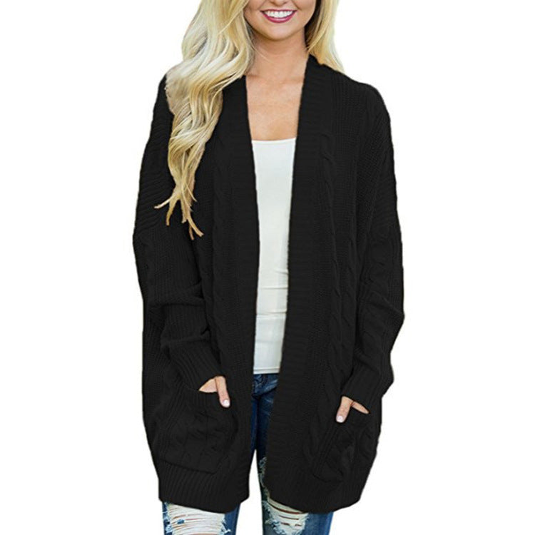 Damen Grobstrick Cardigan mit tiefen Taschen und eleganter Struktur Heidi-Mode