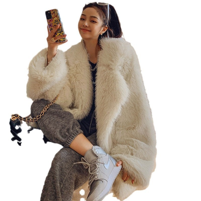 Damen Flauschige Kunstpelzjacke mit weiter Silhouette Heidi-Mode