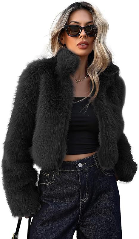 Damen Kurze Kunstpelzjacke mit weichem Fell und eleganter Silhouette Heidi-Mode