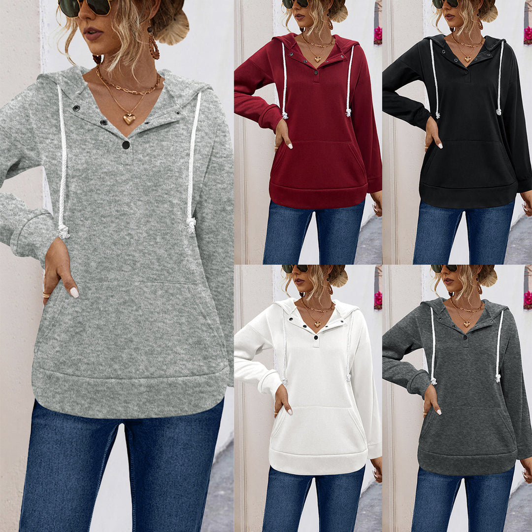 Damen Hoodie mit Knopfleiste und lässigem Schnitt Heidi-Mode