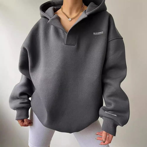 Damen oversized Kapuzenpullover mit lässigem Schnitt und sportlicher Ästhetik Heidi-Mode