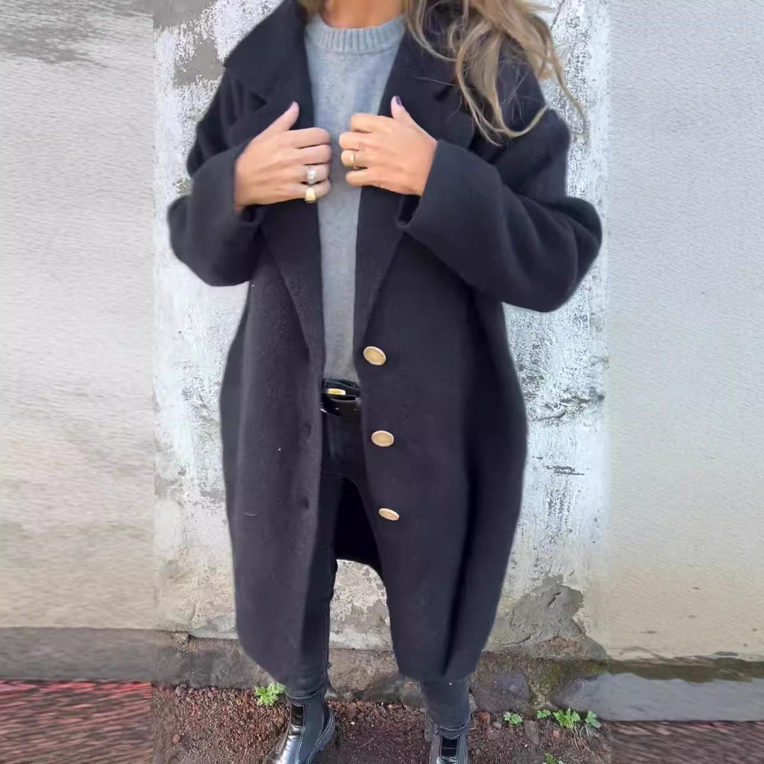 Damen Oversized Wollmantel mit eleganten Details Heidi-Mode