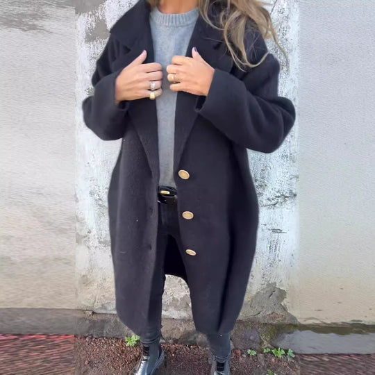 Damen Oversized Wollmantel mit eleganten Details Heidi-Mode
