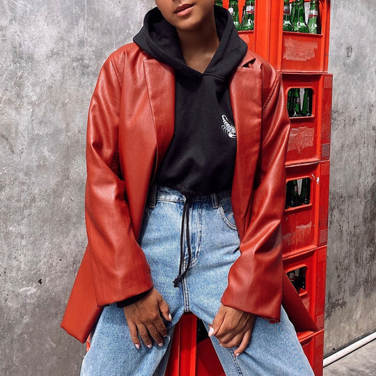 Damen modische Kunstlederjacke mit elegantem Schnitt Heidi-Mode