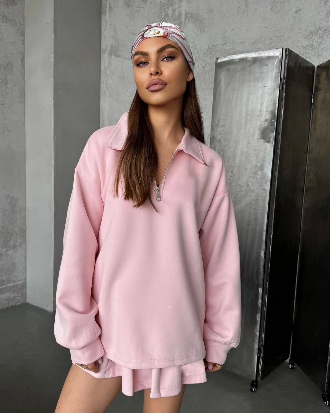 Damen sportlicher Pullover mit Kordelzug und Reißverschluss Heidi-Mode