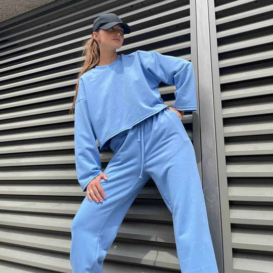 Damen Relaxed Fit Jogginganzug mit praktischer Taillenkordel und stylischen Bündchen Heidi-Mode