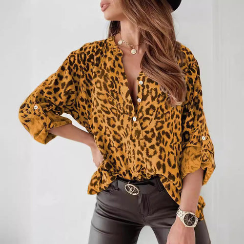Damen Bluse im eleganten Animal-Print mit Raffungen Heidi-Mode
