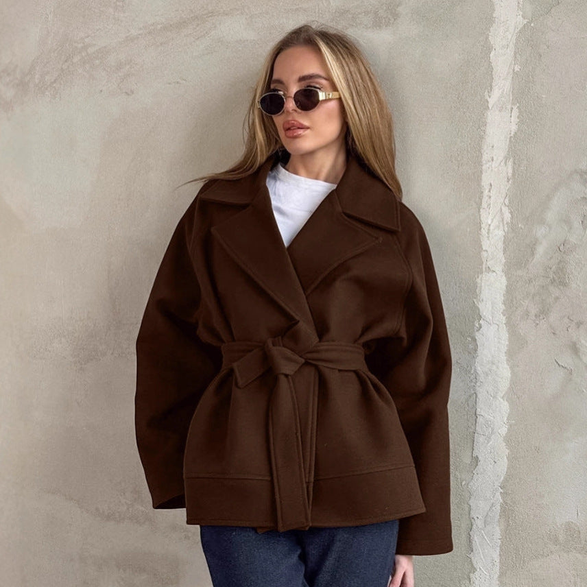 Damen Elegante Wickeljacke mit Gürtel und lässigem Schnitt Heidi-Mode