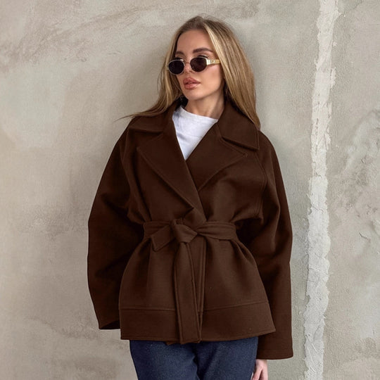 Damen Elegante Wickeljacke mit Gürtel und lässigem Schnitt Heidi-Mode