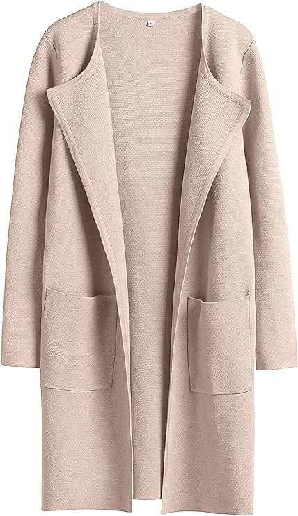 Damen Oversized Strickmantel mit offenen Fronten und praktischen Taschen Heidi-Mode