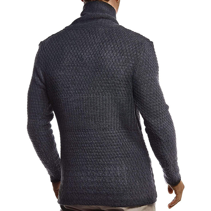Herren strukturiertes Strickoberteil mit großem Kragen und praktischen Taschen Heidi-Mode
