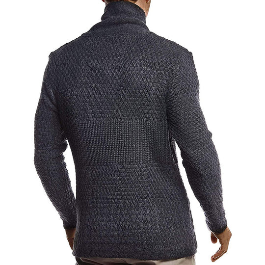 Herren strukturiertes Strickoberteil mit großem Kragen und praktischen Taschen Heidi-Mode