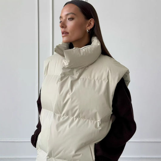 Damen Steppweste mit hohem Kragen und Taschen Heidi-Mode