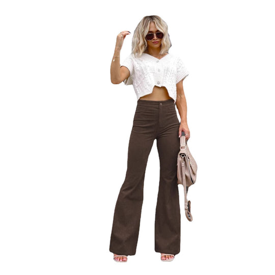 Damen Flared Jeans mit hohem Bund und tailliertem Schnitt Heidi-Mode