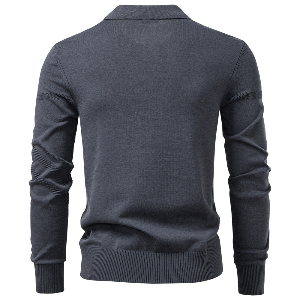 Herren Langarm Poloshirt mit modernem Strukturdesign Heidi-Mode