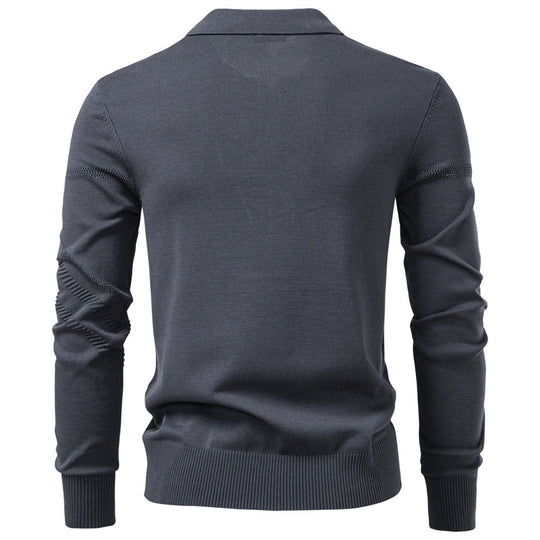 Herren Langarm Poloshirt mit modernem Strukturdesign Heidi-Mode