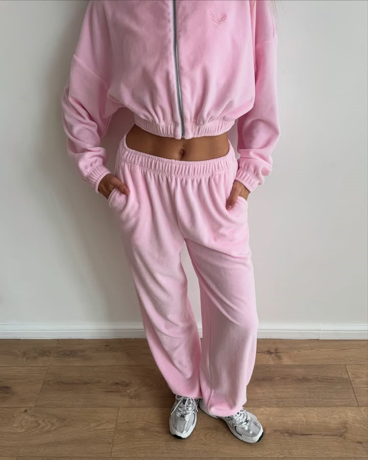 Damen Sportliches Cropped Sweatshirt und Jogginghose Set mit elastischem Bund Heidi-Mode