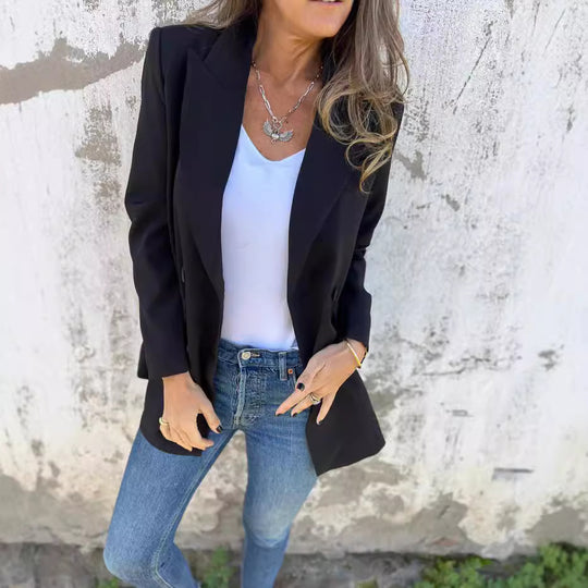 Damen Eleganter Double-Breasted Blazer mit zeitlosem Schnitt und leichten Schulterpolstern Heidi-Mode