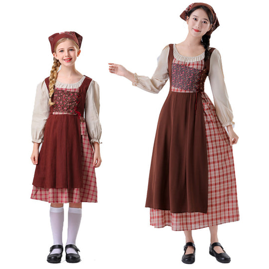 Damen Trachtenkleid mit romantischen Rüschendetails und floralem Oberteil Heidi