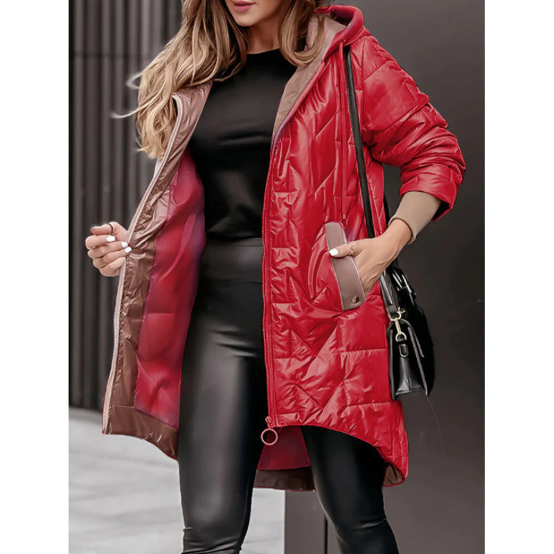 Damen Lässige Steppjacke mit Kapuze und großen Taschen Heidi-Mode