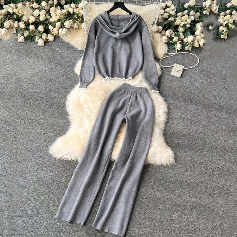 Damen komfortables Lounge-Set mit Kapuze und lässigem Schnitt Heidi-Mode