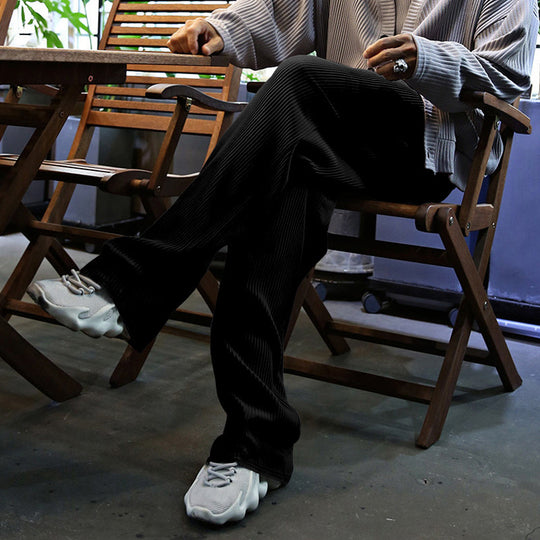 Herren Sportliche Ripp-Trainingshose mit verstellbarem Bund und Seitentaschen Heidi-Mode