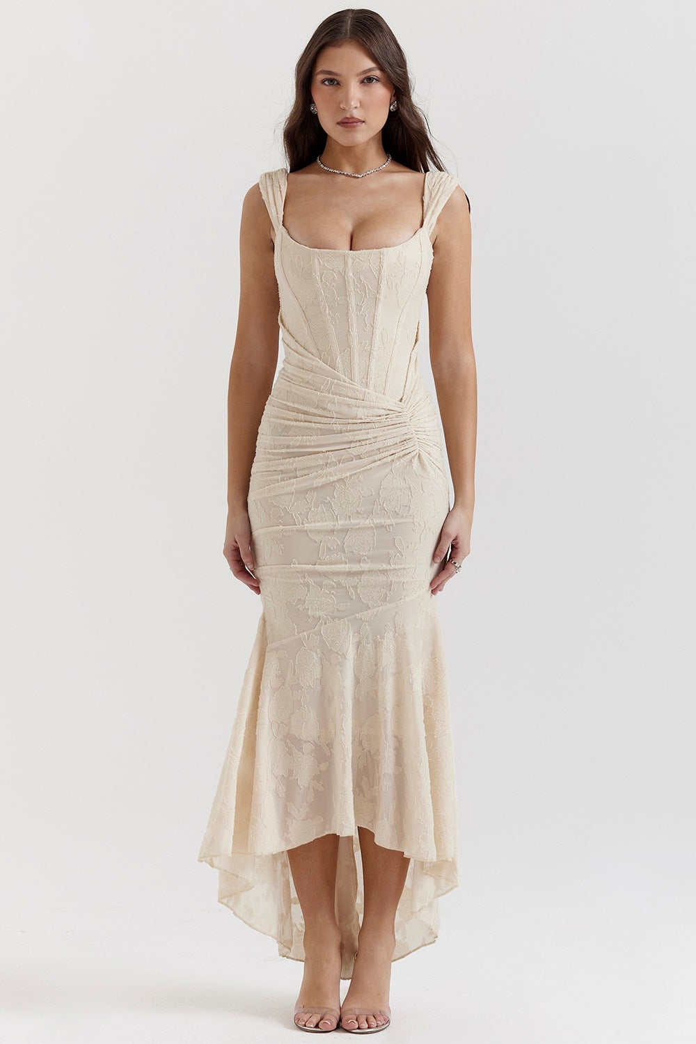 Damen Elegantes Maxikleid mit raffinierten Rüschen und schmeichelndem Schnitt Heidi-Mode