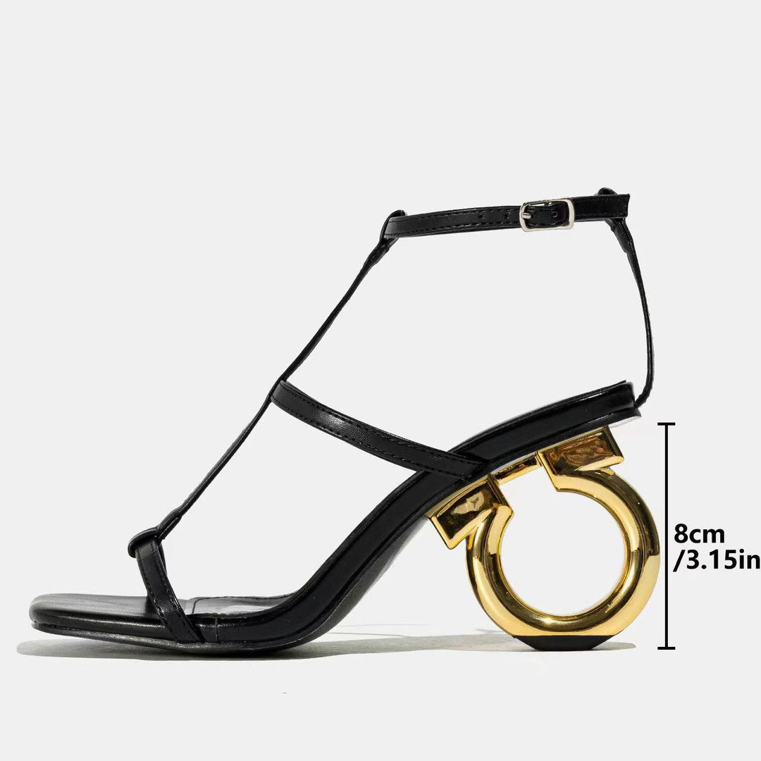 Damen Sandalen mit modischem Ring-Detail und elegantem Riemendesign Heidi-Mode