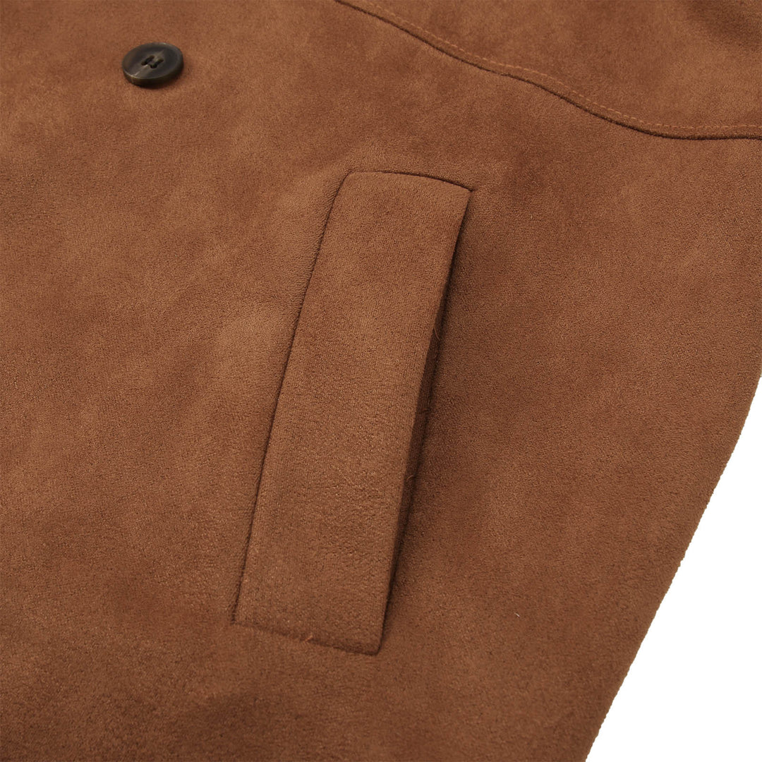 Herren Elegante Suede Trenchcoat mit doppelter Knopfleiste und praktischen Taschen Heidi-Mode