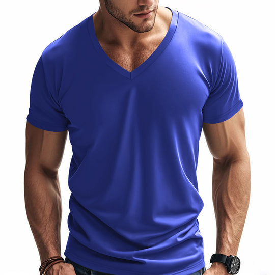 Herren Funktions-T-Shirt mit V-Ausschnitt aus atmungsaktivem Material Heidi-Mode