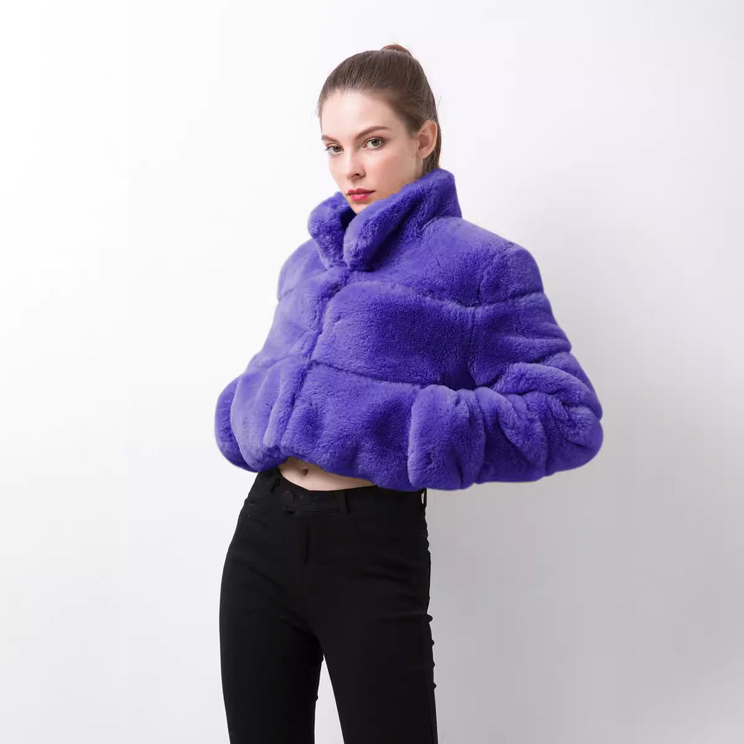 Damen modische kurze Kunstpelzjacke Heidi-Mode